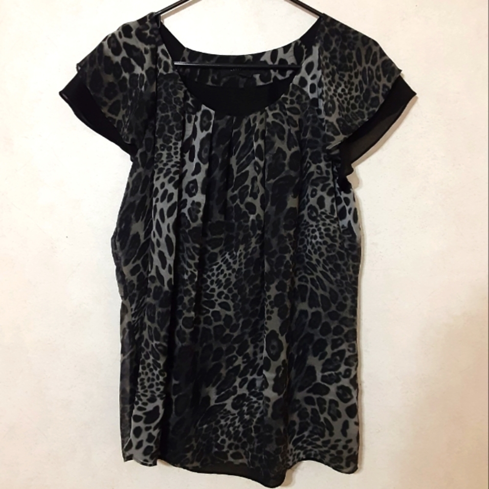 SZ L LARRY LEVINE LAYERED SHEER BLOUSE